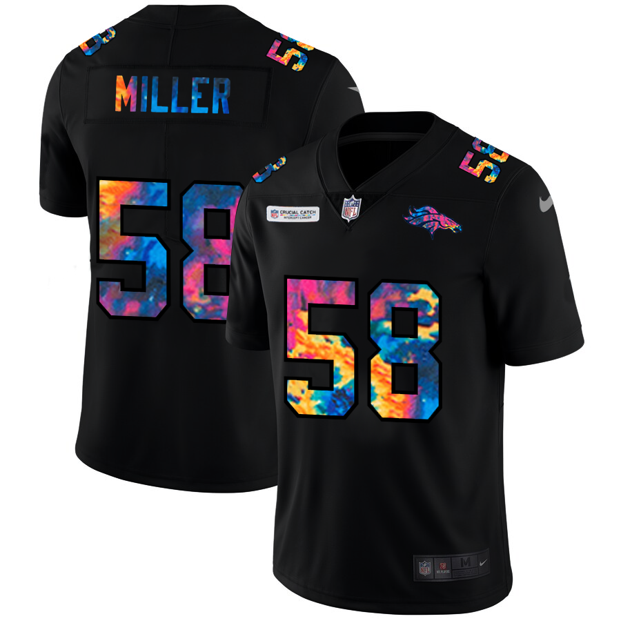 NFL Denver Broncos 58 Von Miller Men Nike MultiColor Black 2020 Crucial Catch Vapor Untouchable Limited Jersey
